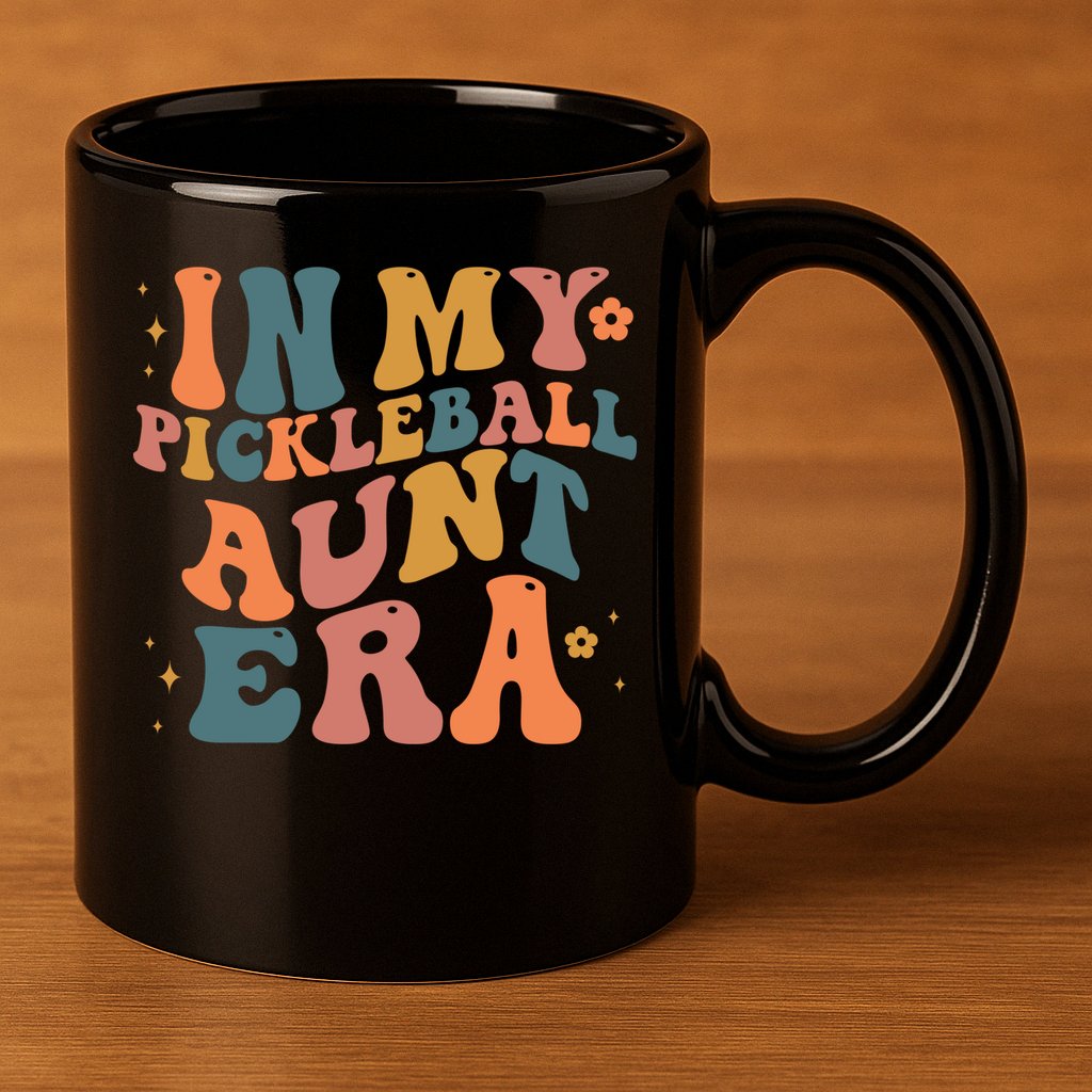 In My Pickleball Aunt Era Funny Groovy S Gift 11oz C Handle Ceramic Mug