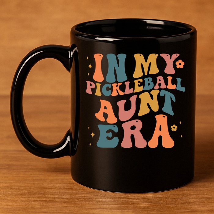 In My Pickleball Aunt Era Funny Groovy S Gift 11oz C Handle Ceramic Mug