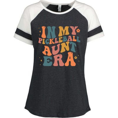 In My Pickleball Aunt Era Funny Groovy S Gift Enza Ladies Jersey Colorblock Tee