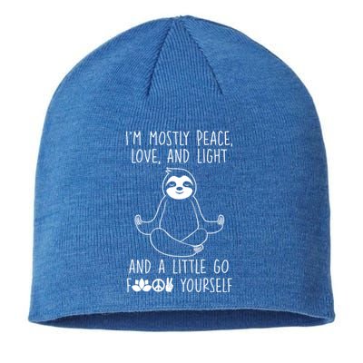 I'm Mostly Peace Love And Light Meditating Sloth Meaningful Gift Sustainable Beanie