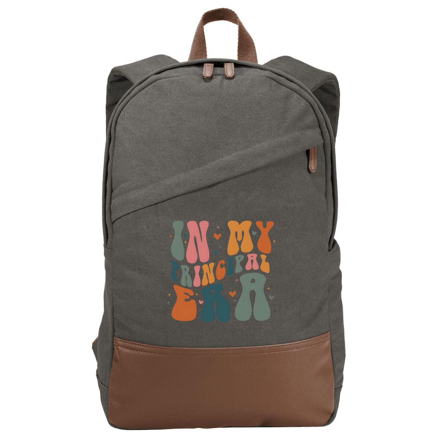 In My Principal Era Retro Back To School Teacher Life Cotton Canvas Backpack
