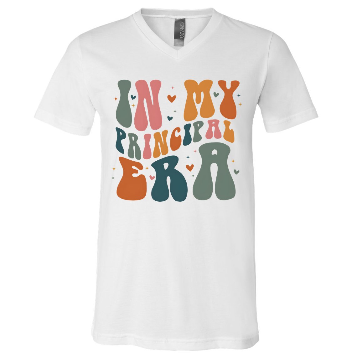 In My Principal Era Retro Back To School Teacher Life V-Neck T-Shirt