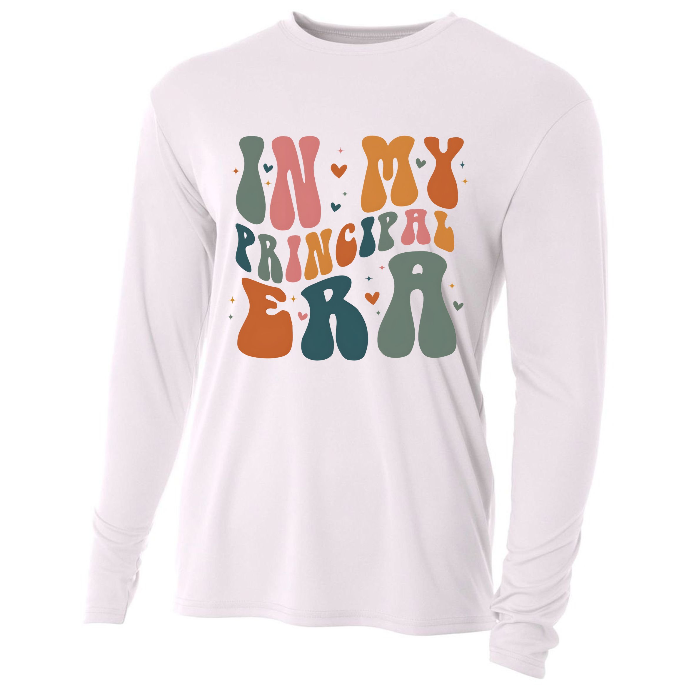 In My Principal Era Retro Back To School Teacher Life Cooling Performance Long Sleeve Crew