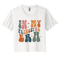 In My Principal Era Retro Back To School Teacher Life Women's Crop Top Tee
