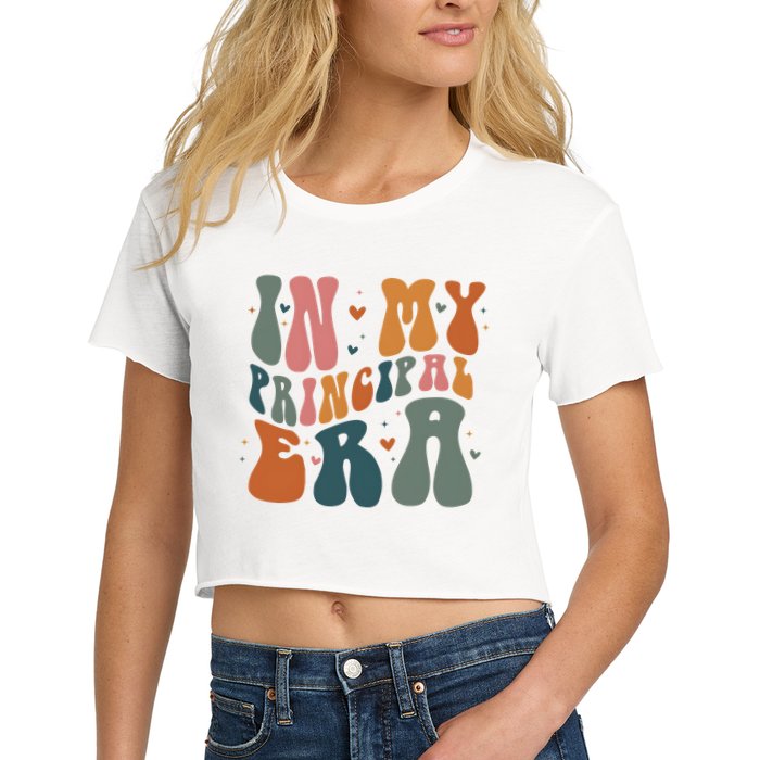 In My Principal Era Retro Back To School Teacher Life Women's Crop Top Tee