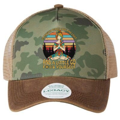 I'm Mostly Peace Love And Light And A Little Go Yoga Legacy Tie Dye Trucker Hat