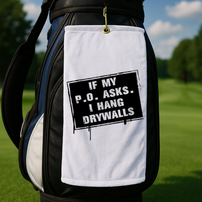 If My PO Asks I Hang Drywall Funny Golf Towel