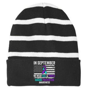 In My Pre K Era Back To School Retro Groovy Pre K Teachers Striped Beanie with Solid Band