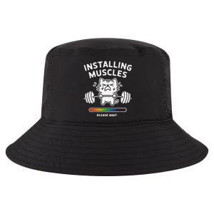 Installing Muscles Please Wait Cat Workout Gym Fitness Cool Comfort Performance Bucket Hat