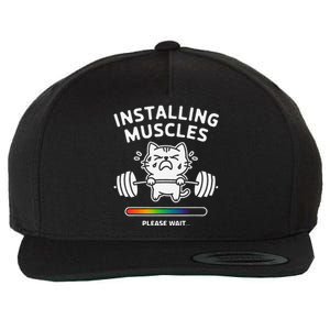 Installing Muscles Please Wait Cat Workout Gym Fitness Wool Snapback Cap