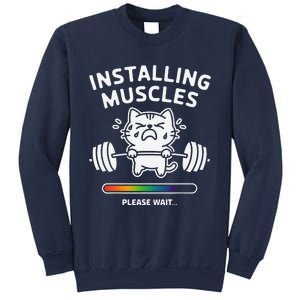 Installing Muscles Please Wait Cat Workout Gym Fitness Sweatshirt