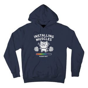 Installing Muscles Please Wait Cat Workout Gym Fitness Tall Hoodie