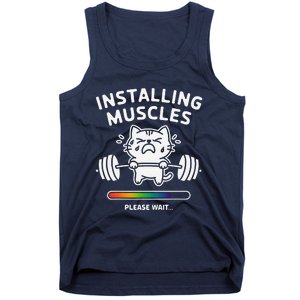 Installing Muscles Please Wait Cat Workout Gym Fitness Tank Top