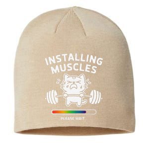 Installing Muscles Please Wait Cat Workout Gym Fitness Sustainable Beanie