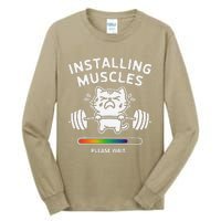 Installing Muscles Please Wait Cat Workout Gym Fitness Tall Long Sleeve T-Shirt