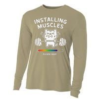 Installing Muscles Please Wait Cat Workout Gym Fitness Cooling Performance Long Sleeve Crew