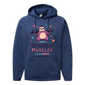 Installing Muscles Please Wait Sloth Fitness Sloths Performance Fleece Hoodie