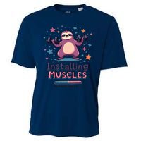 Installing Muscles Please Wait Sloth Fitness Sloths Cooling Performance Crew T-Shirt