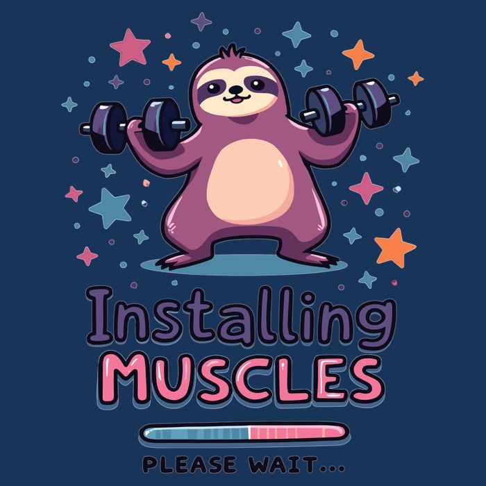 Installing Muscles Please Wait Sloth Fitness Sloths Drawstring Bag