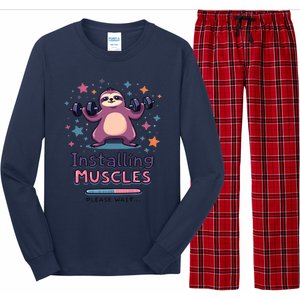 Installing Muscles Please Wait Sloth Fitness Sloths Long Sleeve Pajama Set