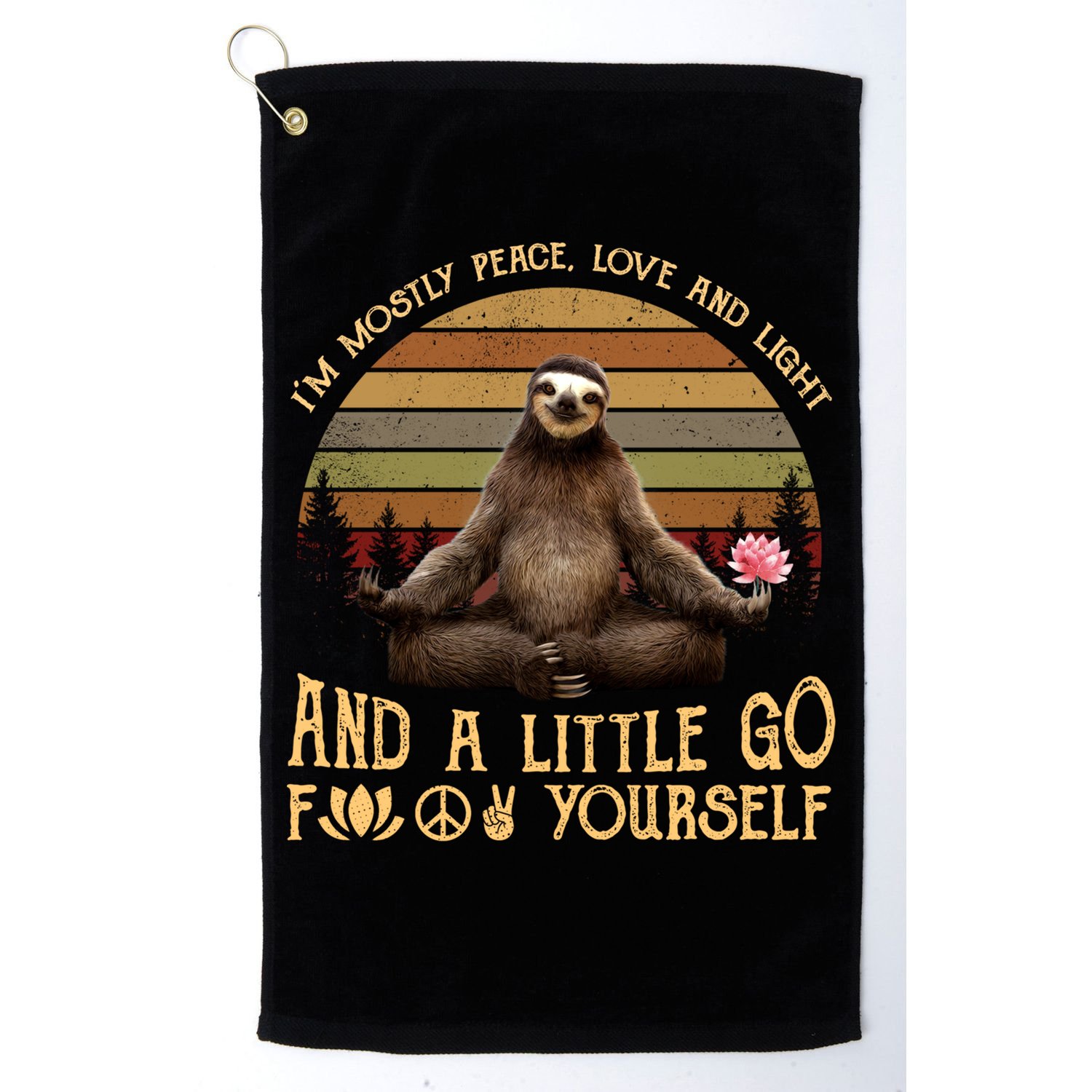 I'm Mostly Peace Love And Light Yoga Funny Sloth Vintage Gift Golf Towel