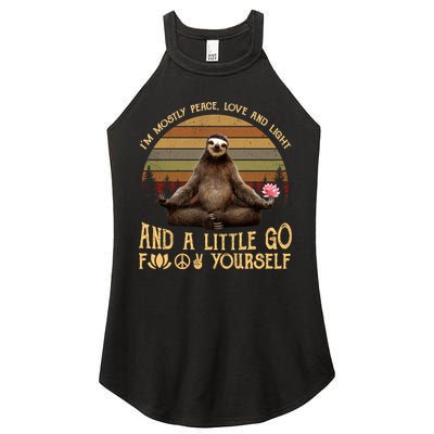 I'm Mostly Peace Love And Light Yoga Funny Sloth Vintage Gift Women's Perfect Tri Rocker Tank