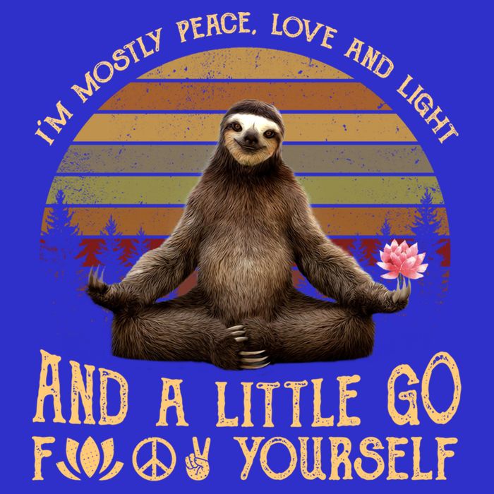 I'm Mostly Peace Love And Light Yoga Funny Sloth Vintage Gift Button