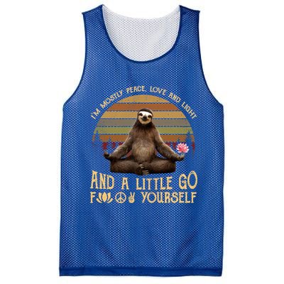 I'm Mostly Peace Love And Light Yoga Funny Sloth Vintage Gift Mesh Reversible Basketball Jersey Tank