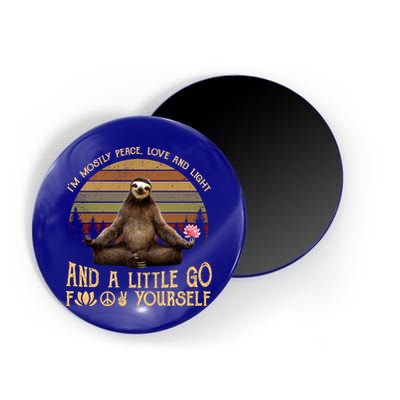 I'm Mostly Peace Love And Light Yoga Funny Sloth Vintage Gift Magnet
