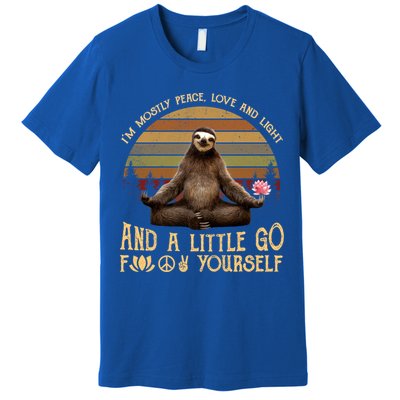 I'm Mostly Peace Love And Light Yoga Funny Sloth Vintage Gift Premium T-Shirt