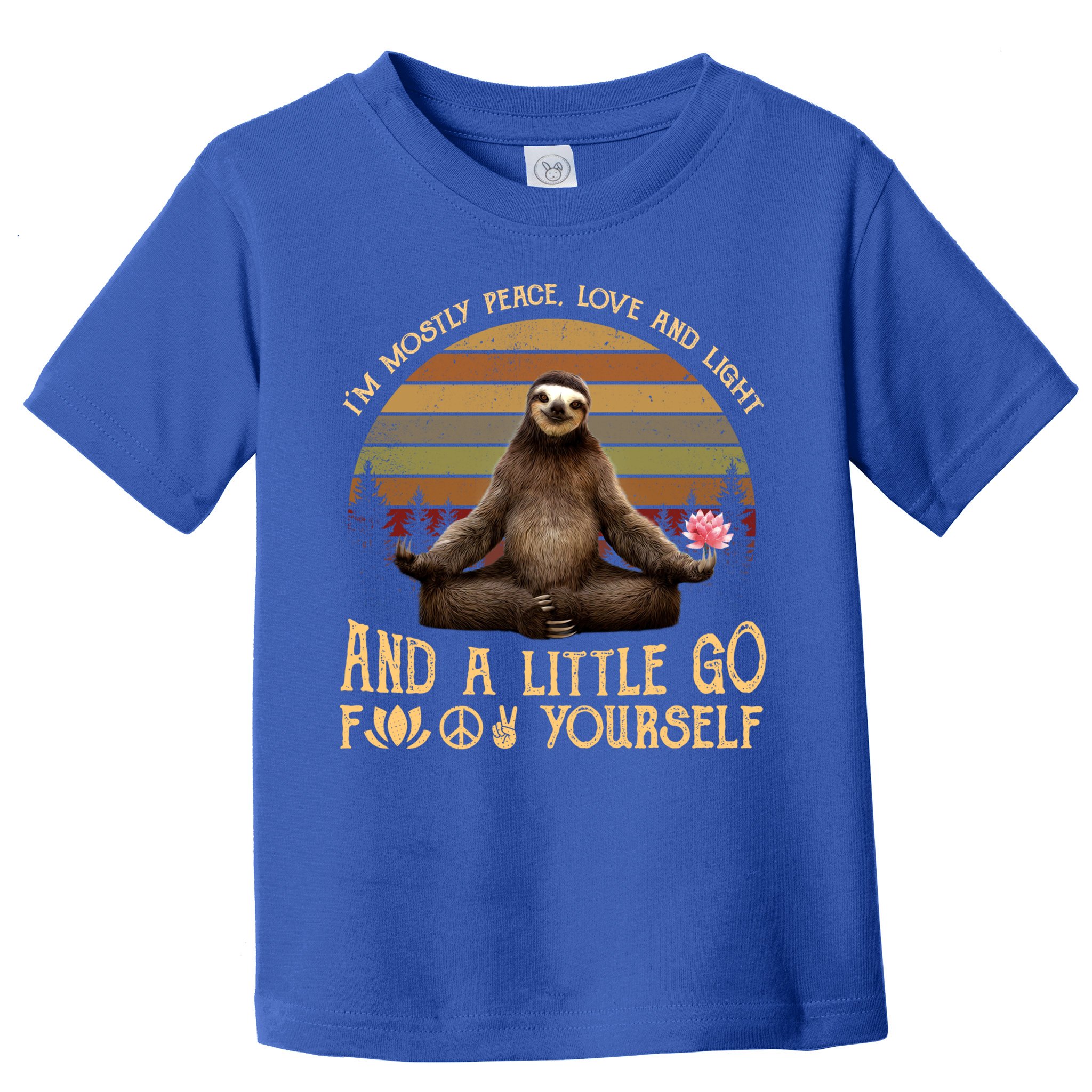 I'm Mostly Peace Love And Light Yoga Funny Sloth Vintage Gift Toddler T-Shirt