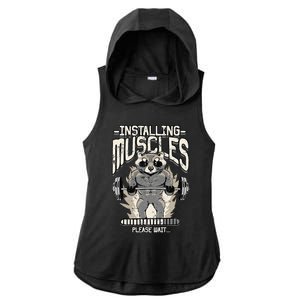 Installing Muscles Please Wait Gym Ladies PosiCharge Tri-Blend Wicking Draft Hoodie Tank