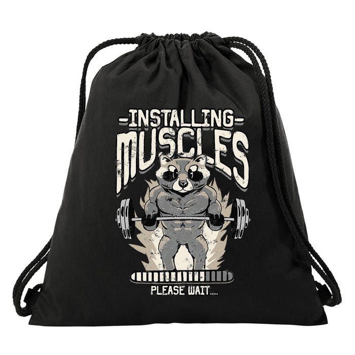Installing Muscles Please Wait Gym Drawstring Bag