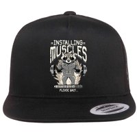 Installing Muscles Please Wait Gym Flat Bill Trucker Hat