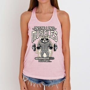 Installing Muscles Please Wait Gym Women's Knotted Racerback Tank