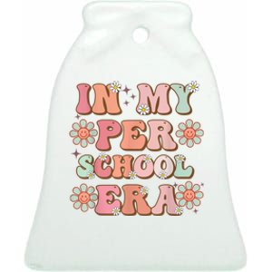 In My Preschool Era Cute Groovy First Day Of School Ceramic Bell Ornament