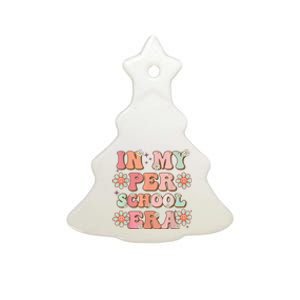 In My Preschool Era Cute Groovy First Day Of School Ceramic Tree Ornament