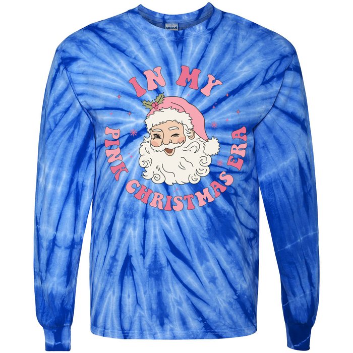 In My Pink Christmas Era Xmas Groovy Santa Holiday Great Gift Tie-Dye Long Sleeve Shirt