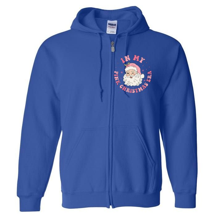 In My Pink Christmas Era Xmas Groovy Santa Holiday Great Gift Full Zip Hoodie