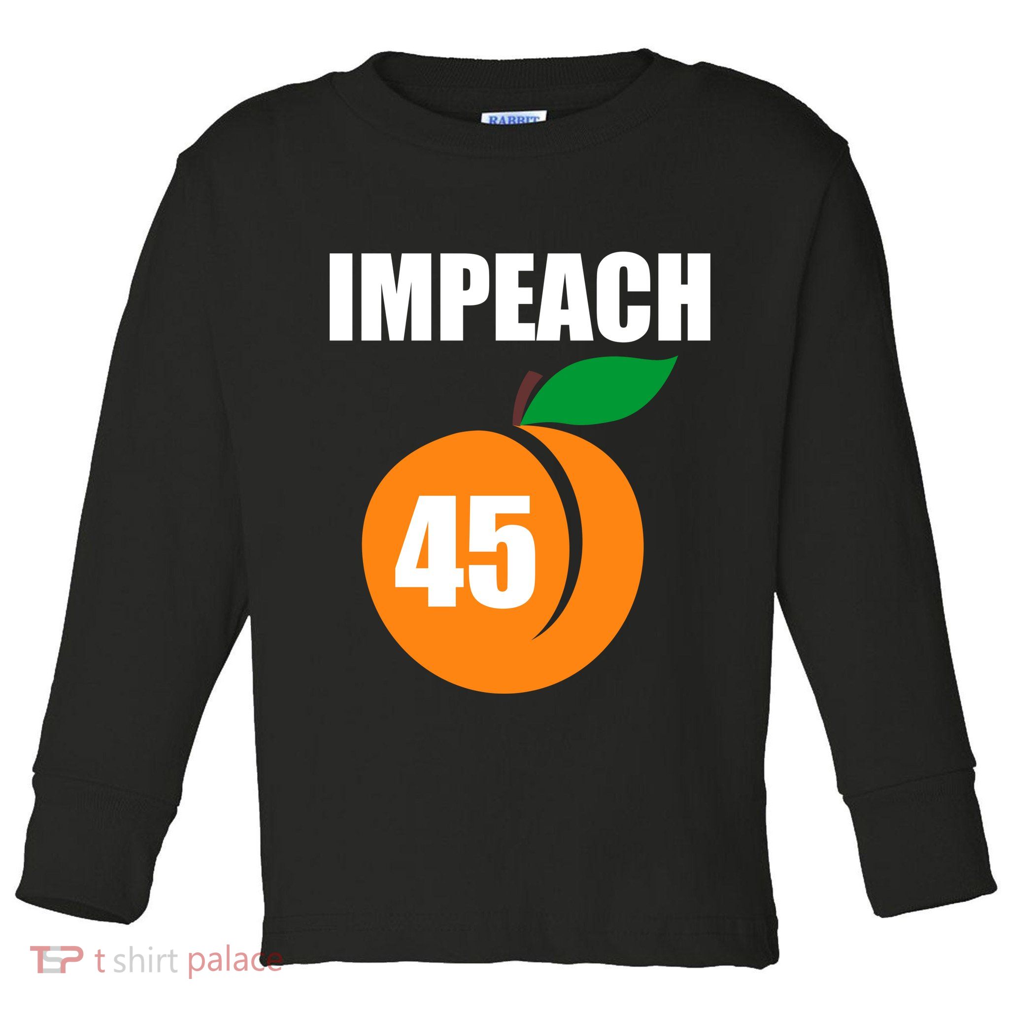 Impeach 45 Peach Emoji Anti Trump Impeachment Toddler Long Sleeve Shirt