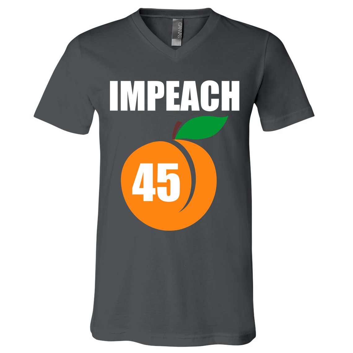 Impeach 45 Peach Emoji Anti Trump Impeachment V-Neck T-Shirt