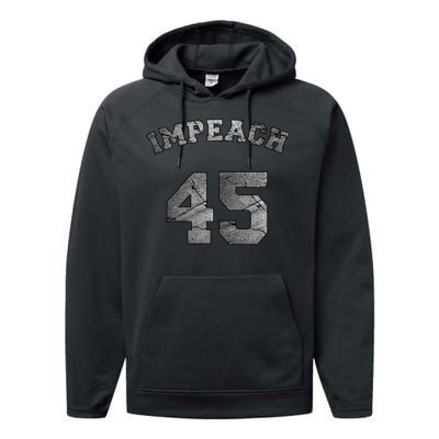 Impeach 45 Stone Logo Anti Trump Impeachment Performance Fleece Hoodie