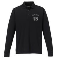 Impeach 45 Stone Logo Anti Trump Impeachment Performance Long Sleeve Polo