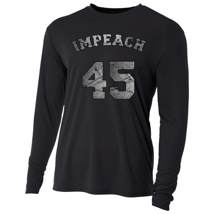 Impeach 45 Stone Logo Anti Trump Impeachment Cooling Performance Long Sleeve Crew