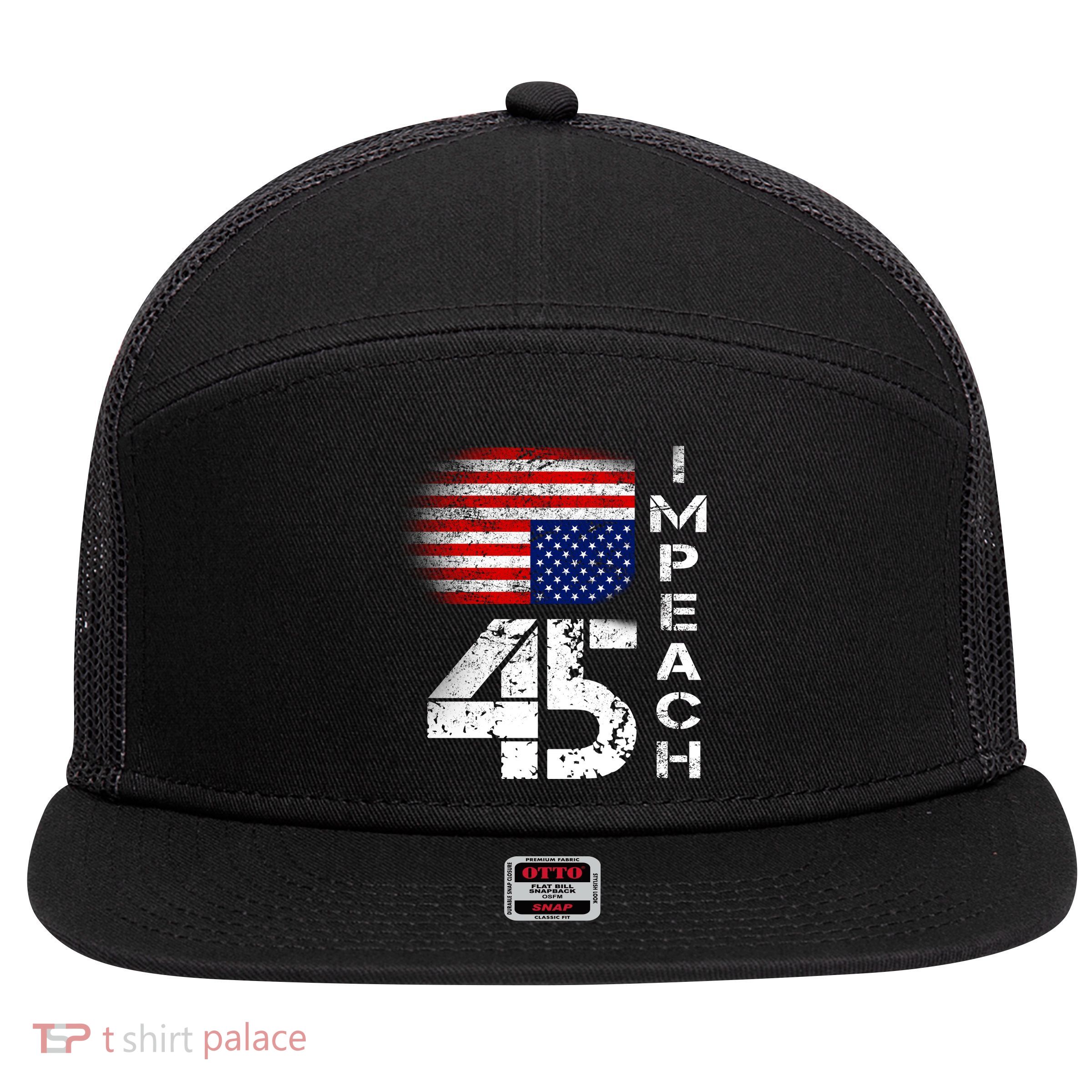 Impeach 45 Upside down Flag  7 Panel Mesh Trucker Snapback Hat