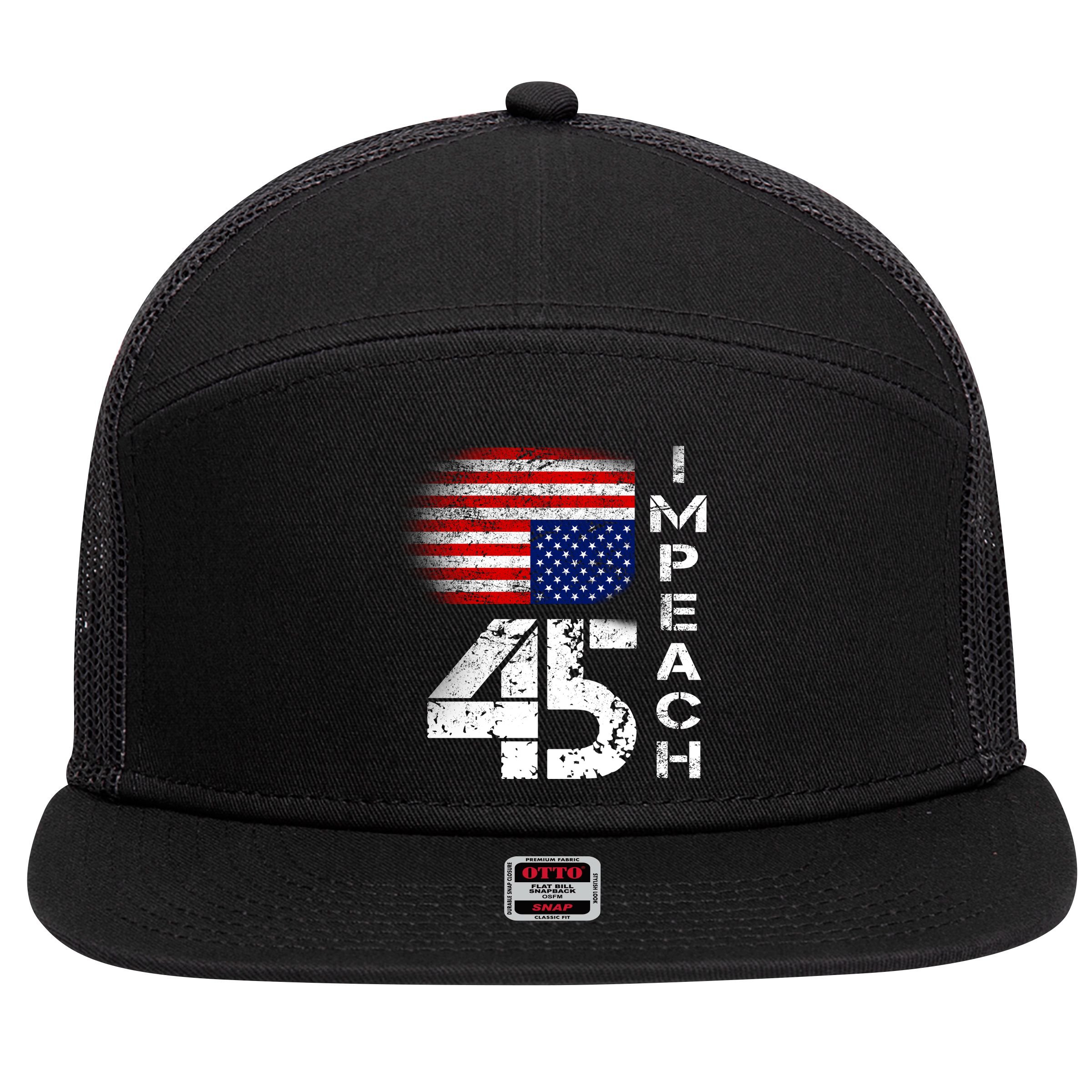 Impeach 45 Upside down Flag  7 Panel Mesh Trucker Snapback Hat