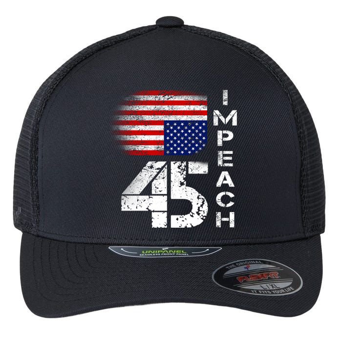 Impeach 45 Upside down Flag  Flexfit Unipanel Trucker Cap