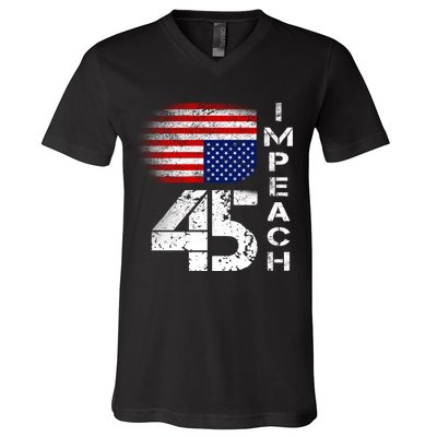 Impeach 45 Upside down Flag  V-Neck T-Shirt