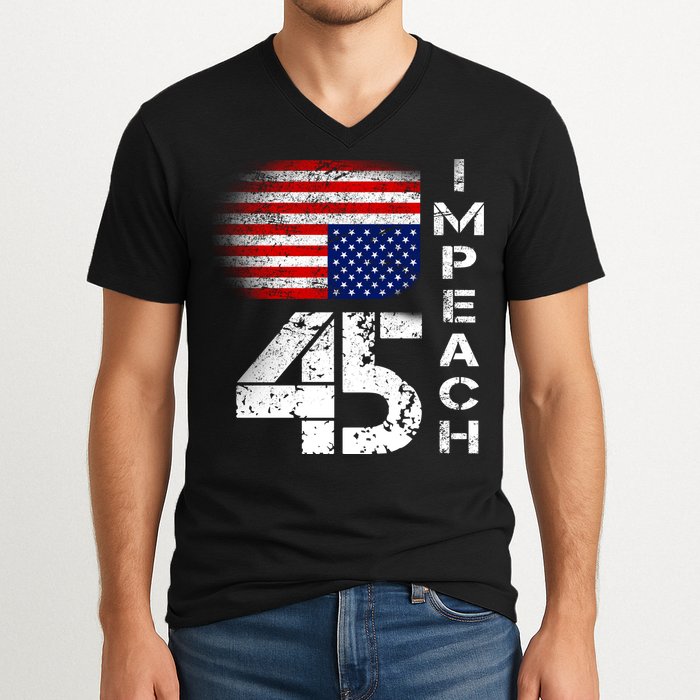 Impeach 45 Upside down Flag  V-Neck T-Shirt