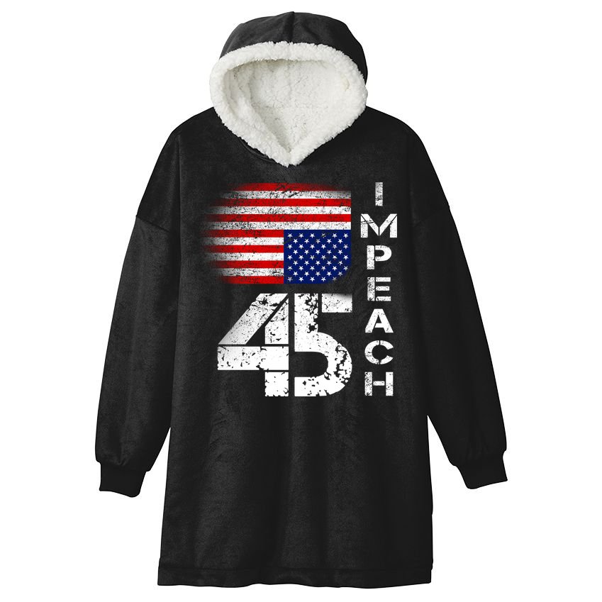 Impeach 45 Upside down Flag  Hooded Wearable Blanket